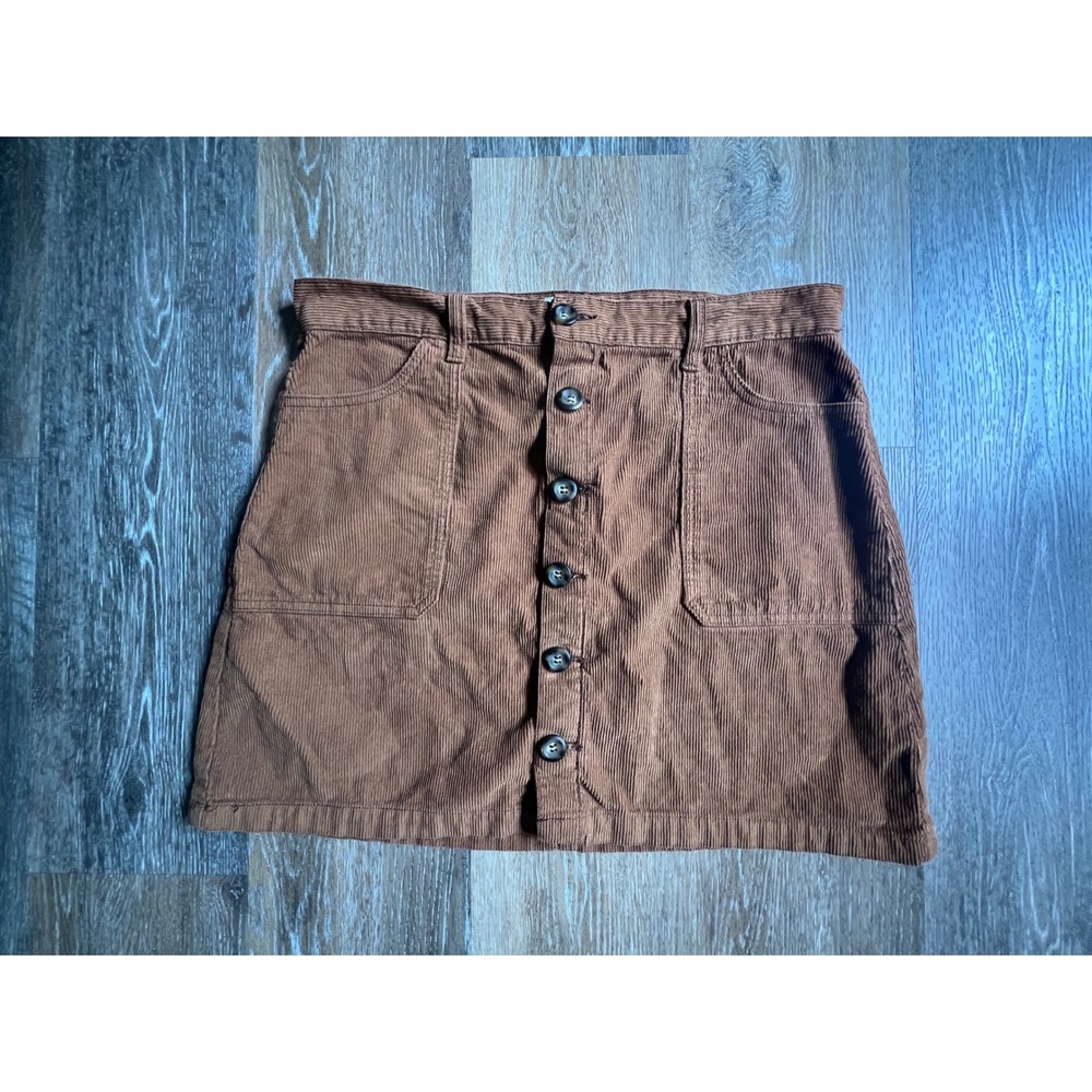 Kensie Jeans Corduroy Mini Skirt Womens 12/31 Brown Button Front‎ The Skirt